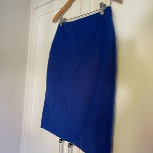Blue Wool Pencil Skirt